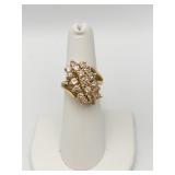 14K GOLD CLUSTER RING W/ 19 DIAMONDS SZ. 6 - 9.8