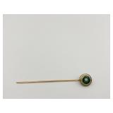 14K GOLD STICK PIN W/ CENTER CZ- 1 GRAM