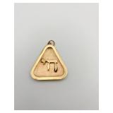 14KF TRIANGLE SHAPE HEBREW CHARM - 3.7 GRAMS
