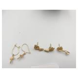 14K GOLD DIAMOND EARRINGS, CROSS EARRINGS 2.13