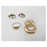 14K PART OF EARRING & (2) 14K EARRING BACKS,