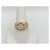 14K GOLD RING WITH DIAMOND SZ. 8.5 - 11.5 GRAMS