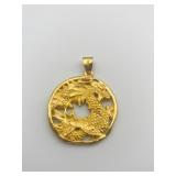 9999 PURE GOLD 1.25" ROUND PENDANT W/ DRAGON 3.7