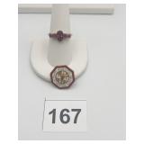 14K RING W/ 6 STONES - SZ. 8 - 3.7 GRAMS AND