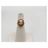 UNIQUE 10K FLIP DESIGN RING W/ CAMEO CENTER - 1941