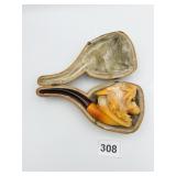 LARGE CARVED MEERSCHAUM PIPE IN ORIGINAL CASE