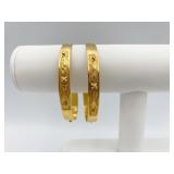 11K GOLD CUFF BRACELETS W/ RAISED DESIGN - 32.2