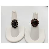10K GOLD RINGS SZ. 7 W/ GARNETS CLUSTER RINGS -