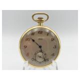 14K GRUEN POCKET WATCH W/ SECOND HAND RUNNING