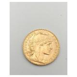 1910 FRENCH 20 FRANCS GOLD COIN 0.23 OZ