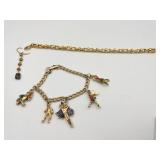 2 BRACELETS ONE W/ CHARMS UNMARKED AND 1/20 GOLD
