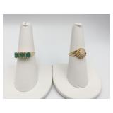 14K GOLD RINGS CENTER OPAL OPEN SIDES SZ. 6.5 AND