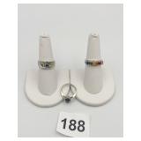 3 RINGS (2) 10K BOTH W/ COLORED STONES SZ. 6.5 -