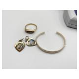STERLING BABY BRACELET, GRADUATE RING, 2 CHARMS