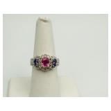 14K OVAL TANZANITE AND TOPAZ W/ MOISSANITE