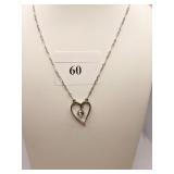 14K GOLD - DIAMOND HEART PENDANT W/ 14" LONG