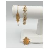 14 KARAT GOLD BRACELET WITH INSET RUBIES & 14K