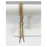 14K ELEGANT DOUBLE TASSEL BRACELET BRAIDED CHAINS