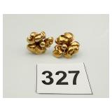 10K GOLD SCREW BACK FLOWER DESIGN EARRINGS 3.9G