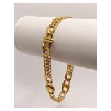 14K GOLD TWO SZ. LINK BRACELET - 8.5" L 18.2