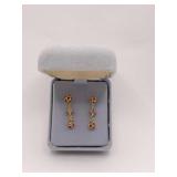 18K GOLD BALL W/ LEAF DESIGN EARRINGS 1.6 GRAMS