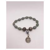 ELASTIC BAND BRACELET W/ SILVER TONE SPACERS AND