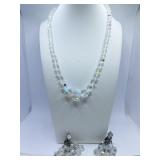 16" AURORA BOREALIS NECKLACE AND MATCHING CLIP-ON