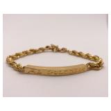 14K GOLD ID BRACELET ENGRAVED ON TOP AND
