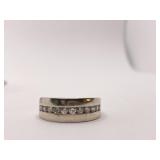 WHITE GOLD BAND W/ FAUX DIAMOND ACCENT SZ. 10