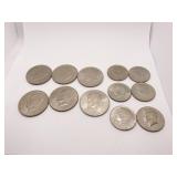 6 IKE DOLLARS AND 6 KENNEDY HALVES