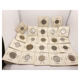 MIXED FOREIGN COINS IN 2 X 2 HOLDERS