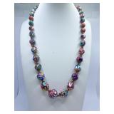 VENETIAN MILLEFIORI GLASS BEAD NECKLACE GRADUATED