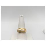 14K YELLOW GOLD RING W/ 5 RECESSED DIAMONDS SZ.