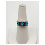 14K GOLD RING SZ. 6 - W/ TURQUOISE AND SAPPHIRE