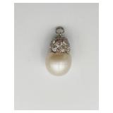 OVERSIZED PEARL PENDANT W/ DIAMONDS