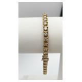 14K GOLD DIAMOND BRACELET 7" L - 15.8 GRAMS