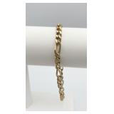 14K - GOLD LINK BRACELET 8" L - 13.5 GRAMS