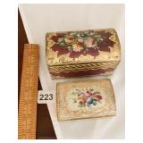 2 HAND PAINTED BOXES W/ FLOWER MOTIF