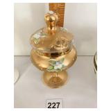 BOHEMIAN HAND PAINTED JAR WITH LID RAISE FLOWER