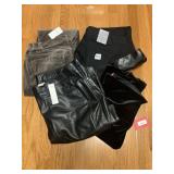 J JILL VELVET JEANS SIZE 16, INK FAUX LEATHER