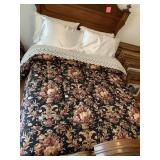 RAYMOND WAITES FLORAL QUEEN SIZE BEDSPREAD WITH