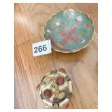 CLOISONNE BOWL AND COVERED CANDY DISH