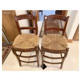 2 RUSH SEAT SIDE CHAIRS WOOD FRAME VERY GOOD