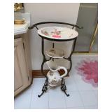 IRON WASHSTAND WITH 3 PIECE WASH SET, BOWL,