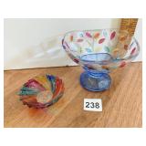MURANO GLASS FLOWER VINE PATTERN PEDESTAL DISH 5"