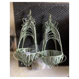 ORNATE IRON HANGING BASKET PLANTER HOLDERS, 24"