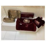 NEW JEWELRY ROLL UP, RED VELVET TOILETRY BAGS,