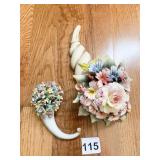 CAPODIMONTE FLOWER HORN 8" L AND 4" HORN