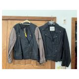 NWT GRAZIA BLACK AND BROWN FAUX LEATHER COAT SZ