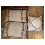 2 PILLOWS WITH HEAVILY BEADED AND TASSELED PILLOW